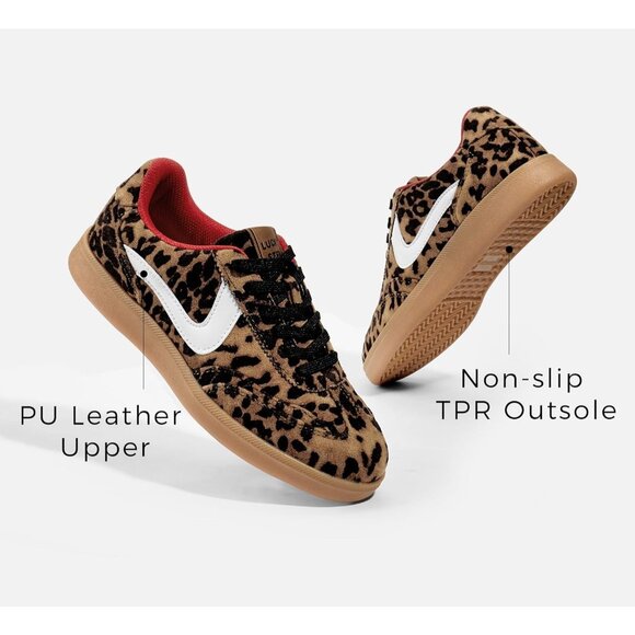 Women's  Leopard Retro Fashion Sneakers Classic Casual Walking Shoes - Picture 3 of 7